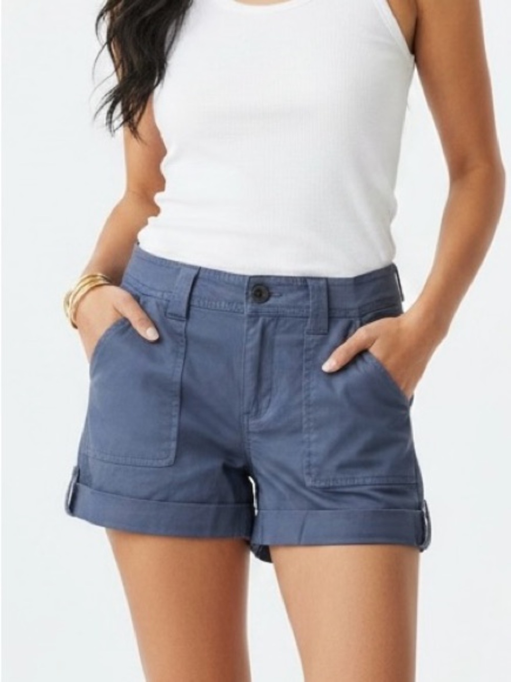 Banana Republic Women’s Sz 8 Ryan Fit Shorts Slate Blue Roll-Cuff Utility Shorts